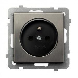 SONATA Gniazdo pojedyncze z/u stal inox GP-1RMZ/m/37
