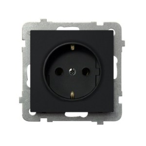 SONATA Gniazdo pojedyncze z/u Schuko czarny metalikGP-1RS/m/33