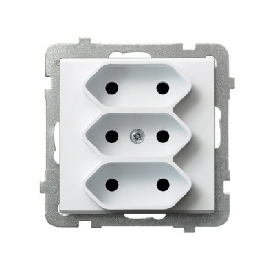 SONATA Gniazdo potrójne b/u 2,5A EURO białe GP-3R/m/00