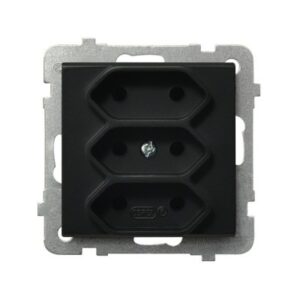 SONATA Gniazdo potrójne b/u 2,5A EURO czarny metalik GP-3R/m/33
