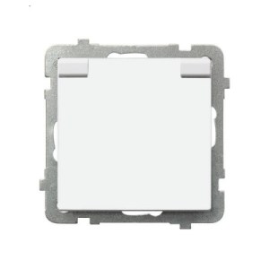 SONATA Gniazdo bryzgoszczelne z/u IP44 z przesłonami klapka biała GPH-1RZP/m/00/w
