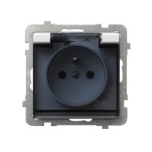 SONATA Gniazdo bryzgoszczelne z/u IP44 klapka biała GPH-1RZ/m/00/w
