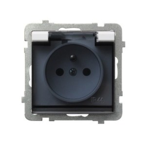 SONATA Gniazdo bryzgoszczelne z/u IP44 klapka biała GPH-1RZ/m/00/w