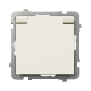 SONATA Gniazdo bryzgoszczelne z/u IP44 klapka ecru GPH-1RZ/m/27/w