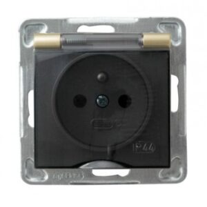 IMPRESJA Gniazdo bryzgoszczelne z/u IP44 klapka przezroczysta złoty metalik GPH-1YZ/m/28/d
