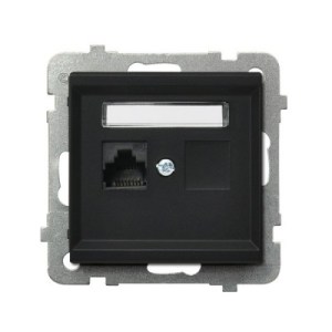SONATA Gniazdo komputerowe pojedyncze RJ45 kat.5e czarny metalik KRONE GPK-1R/K/m/33