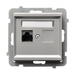 SONATA Gniazdo komputerowe pojedyncze RJ45 kat.5e srebro mat KRONE GPK-1R/K/m/38