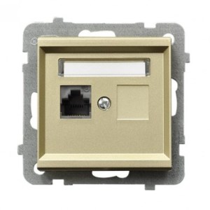 SONATA Gniazdo komputerowe pojedyncze RJ45 kat.5e szampański złoty KRONE GPK-1R/K/m/39