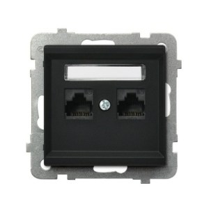 SONATA Gniazdo komputerowe podwójne 2xRJ45 kat.5e czarny metalik KRONE GPK-2R/K/m/33