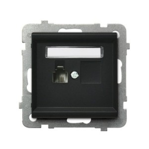 SONATA Gniazdo telefoniczne pojedyncze RJ11 czarny metalik GPT-1R/m/33