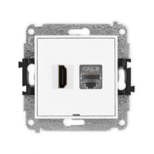 ICON Mechanizm gniazda HDMI 2.1, 8K + gniazda 1xRJ45, kat. 8, ekranowany, 8-stykowy, bez pola opisowego biały IGHKBO-88