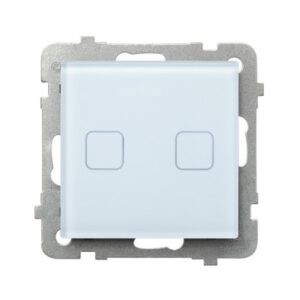 SONATA TOUCH Łącznik dotykowy podwójny schodowy/podwójny krzyżowy z podświetleniem BIAŁE SZKŁO ŁPD-26RS/M/31