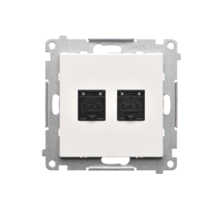 Simon 55 Gniazdo komputerowe podwójne RJ45 kategoria 6, z przesłoną przeciwkurzową (moduł) Biały mat T62.01/111