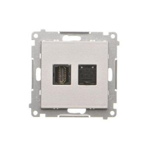 Simon 55 Gniazdo HDMI + RJ45 kat.6. (moduł) Aluminium mat TGHRJ45.01/143