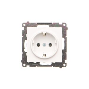 Simon 55 Gniazdo Schuko z przesłonami (moduł) 16 A, 250 V~, szybkozłącza Biały mat TGSZ1CZ.01/111