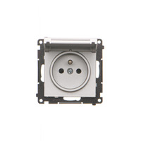Simon 55 Gniazdo do wersji IP44 z uszczelką (moduł), szybkozłącza. Klapka w kolorze pokrywy Aluminium mat TGZ1BCZ.01/143