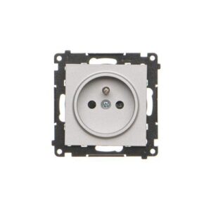 Simon 55 Gniazdo wtyczkowe pojedyncze z uziemieniem i przesłonami (moduł) 16 A 250 V~, szybkozłącza Aluminium mat TGZ1CZ.01/143