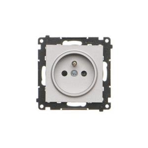 Simon 55 Gniazdo wtyczkowe pojedyncze z uziemieniem i przesłonami (moduł) 16 A 250 V~, szybkozłącza Aluminium mat TGZ1CZ.01/143