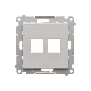 Simon 55 Pokrywa gniazd teleinformatycznych na Keystone płaska podwójna (moduł) Aluminium mat TKP2.01/143