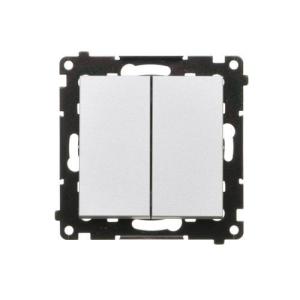 Simon 55 Przycisk podwójny zwierny bez piktogramu (moduł) 10 AX, 250 V~, szybkozłącza Aluminium mat TP2.01/143