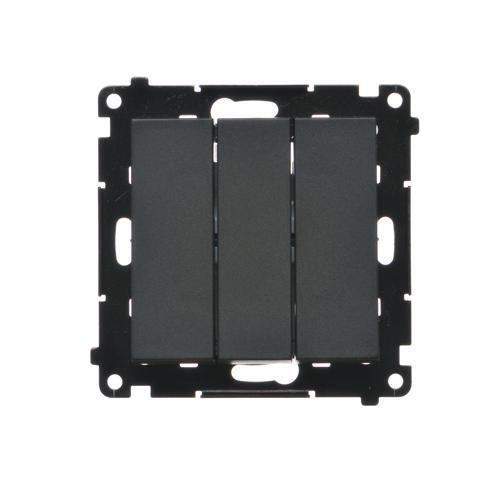Simon 55 Łącznik potrójny z podświetleniem LED (moduł) 10 AX, 250 V~, szybkozłącza Czarny mat TW31L.01/149