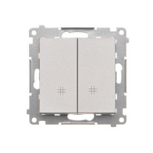 Simon 55 Łącznik krzyżowy podwójny (moduł) 10 AX, 250 V~, szybkozłącza Aluminium mat TW7/2.01/143