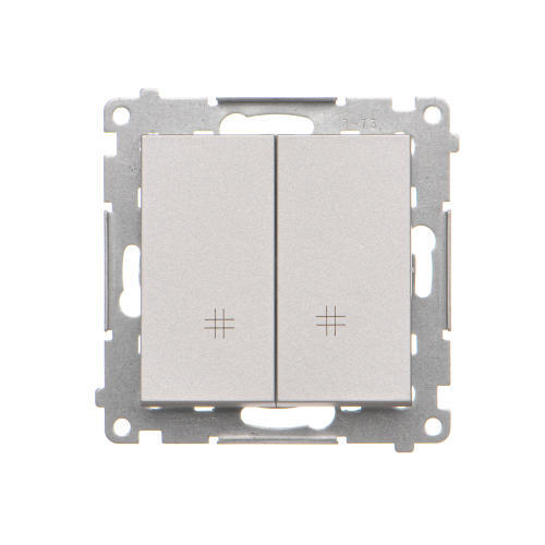 Simon 55 Łącznik krzyżowy podwójny (moduł) 10 AX, 250 V~, szybkozłącza Aluminium mat TW7/2.01/143